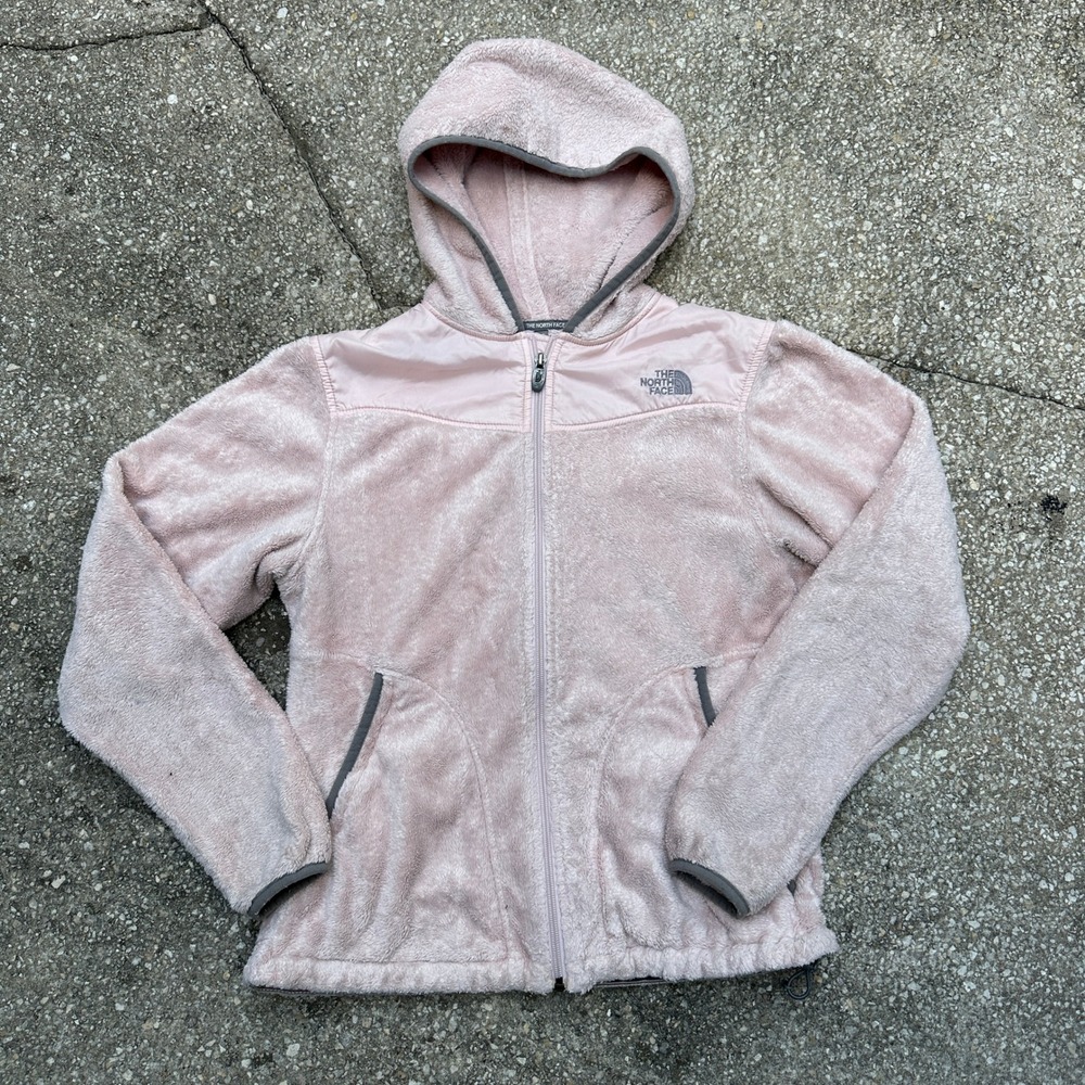 The North Face Osito Hooded Fleece Jacket Pink Womens Medium Full Zip Soft Shell